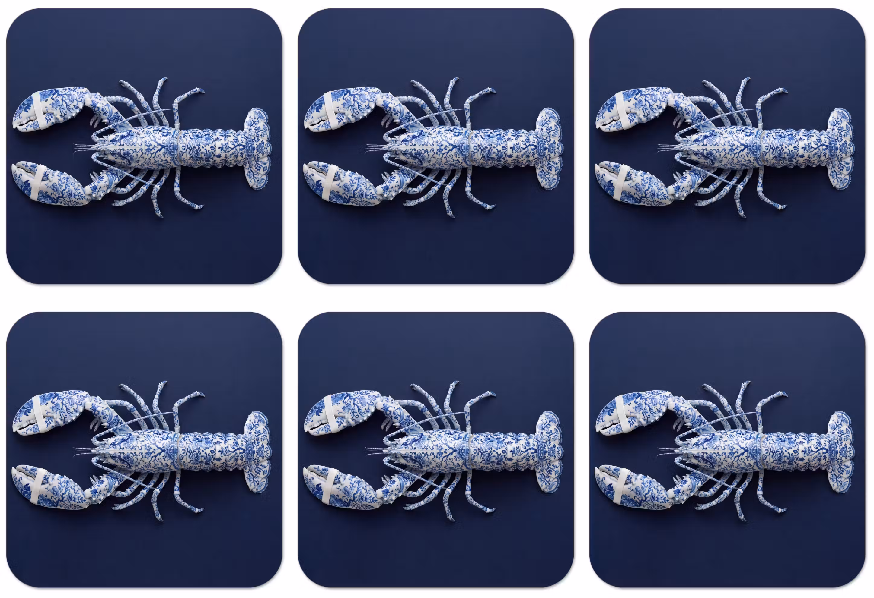 Untersetzer - Hummer - Porzellan - Delfter Blau