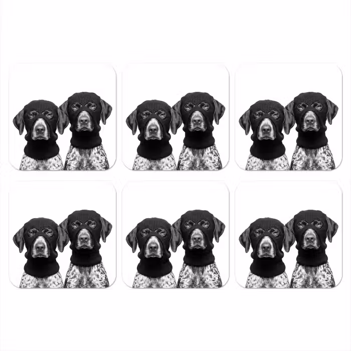 Untersetzer​ - Hunde - Balaclava - Schwarz - Weiß