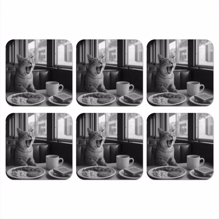 Untersetzer​ - Katze - Kaffee - Brot - Schwarz