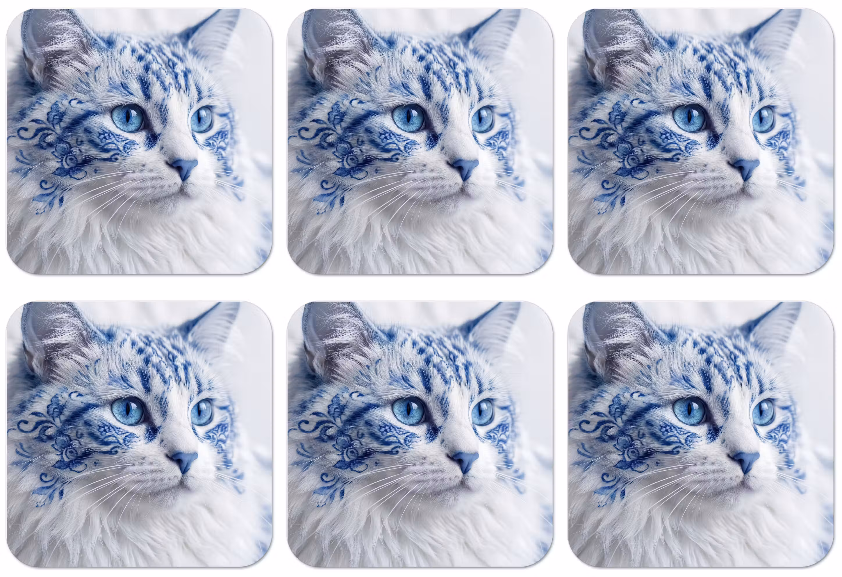 Untersetzer - Katze - Muster - Blau