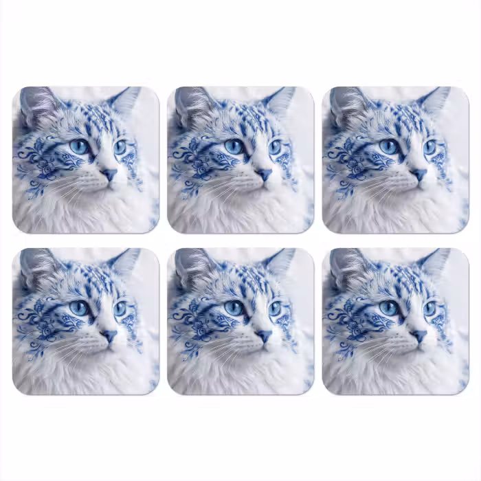 Untersetzer​ - Katze - Muster - Blau