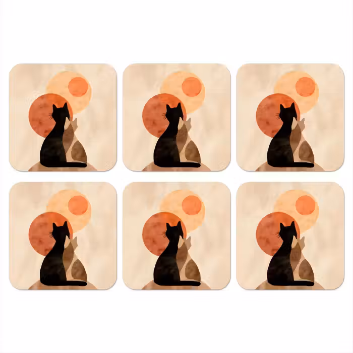 Untersetzer​ - Katzen - Schwarz - Abstrakt - Kreise