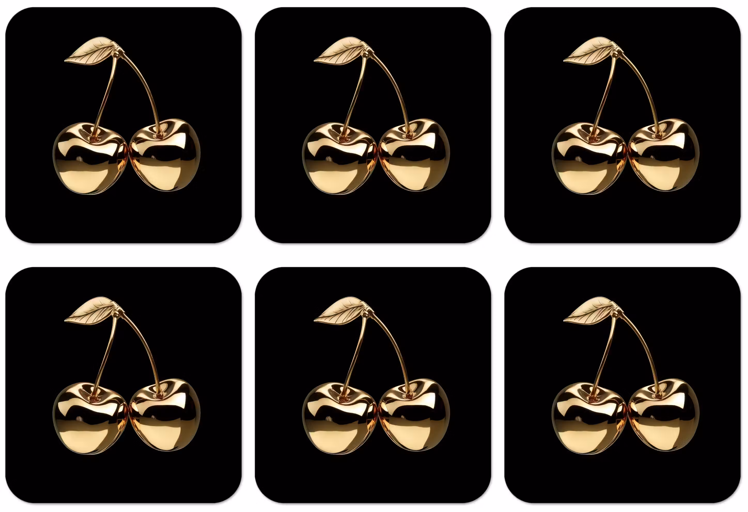 Untersetzer​ - Kirsche - Schwarz - Gold - Chrom