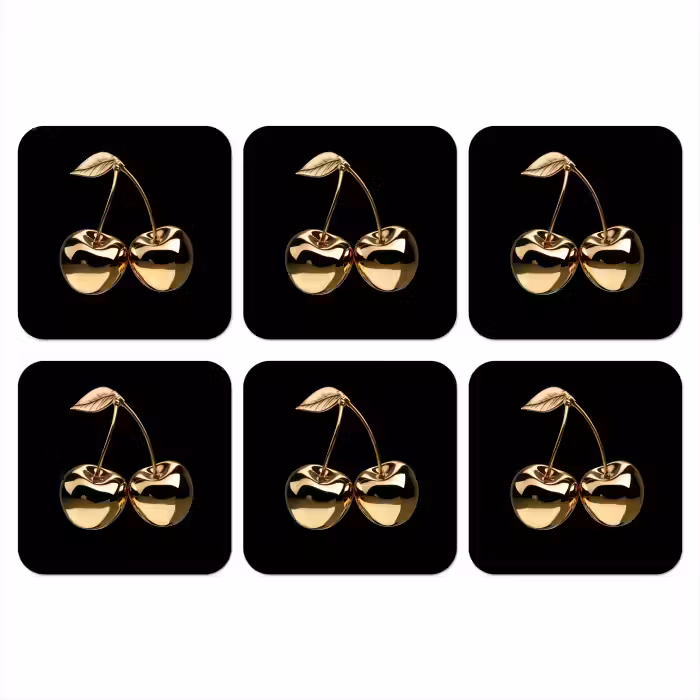 Untersetzer - Kirsche - Schwarz - Gold - Chrom