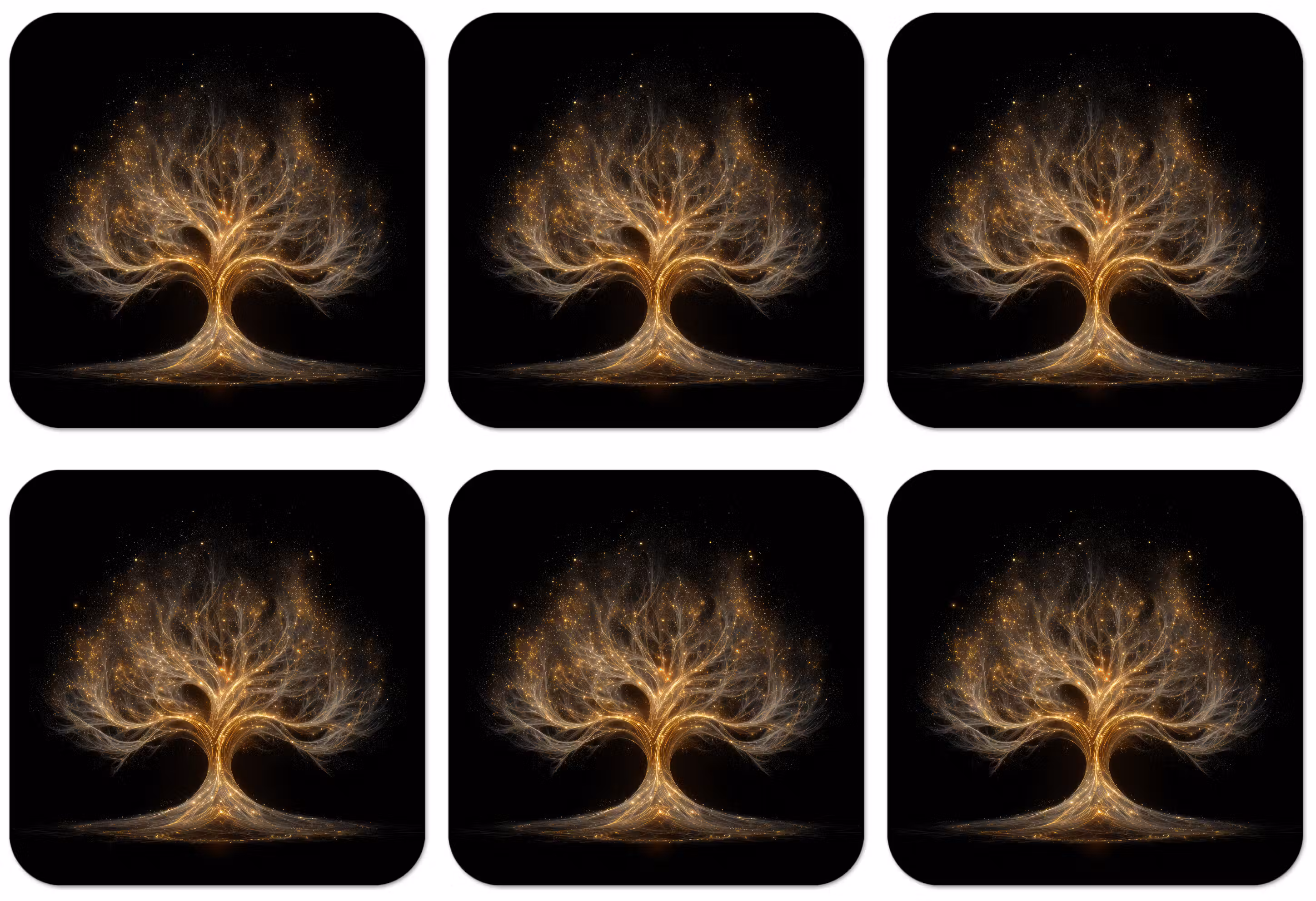 Untersetzer​ - Lichter - Baum - Abstrakt - Schwarz