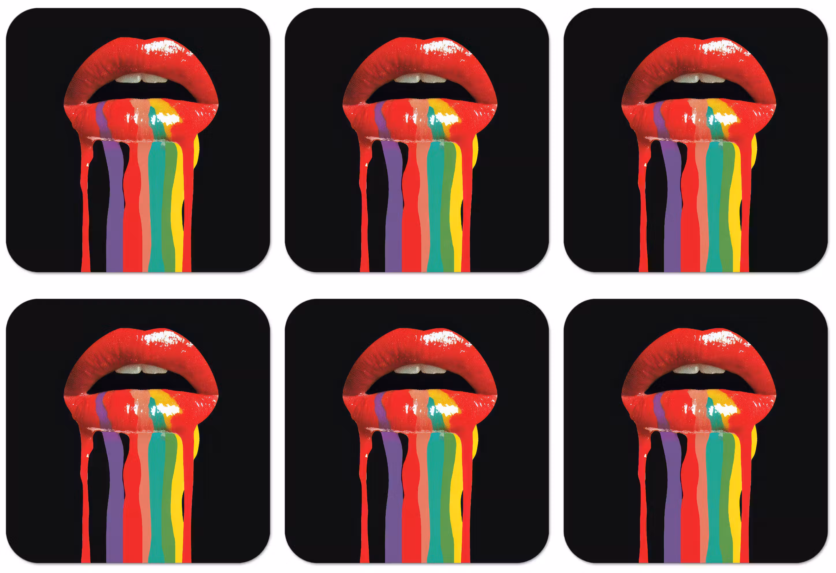 Untersetzer​ - Lippen - Farben - Schwarz