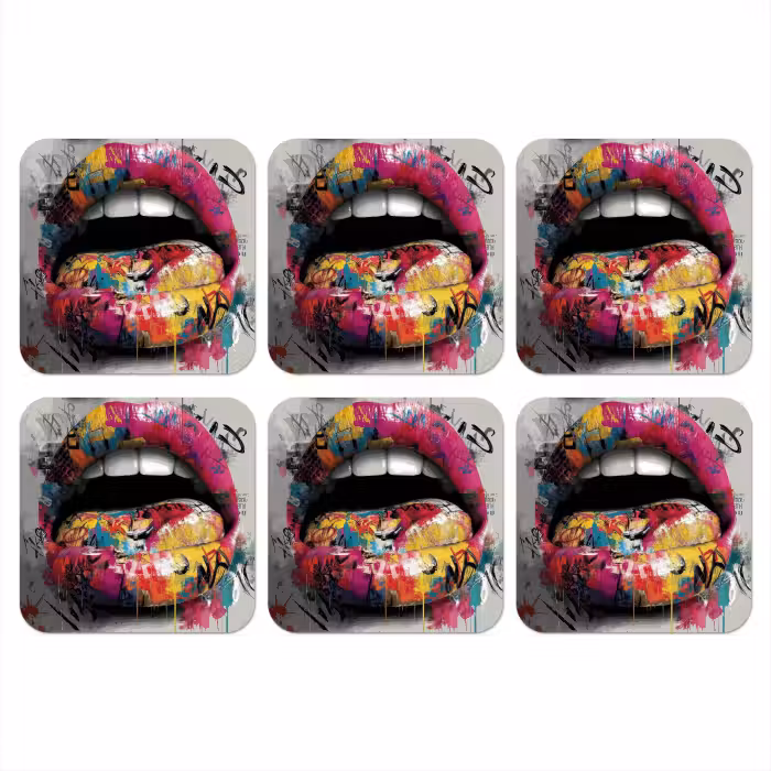 Untersetzer​ - Lippen - Graffiti - Ausdrucksstark