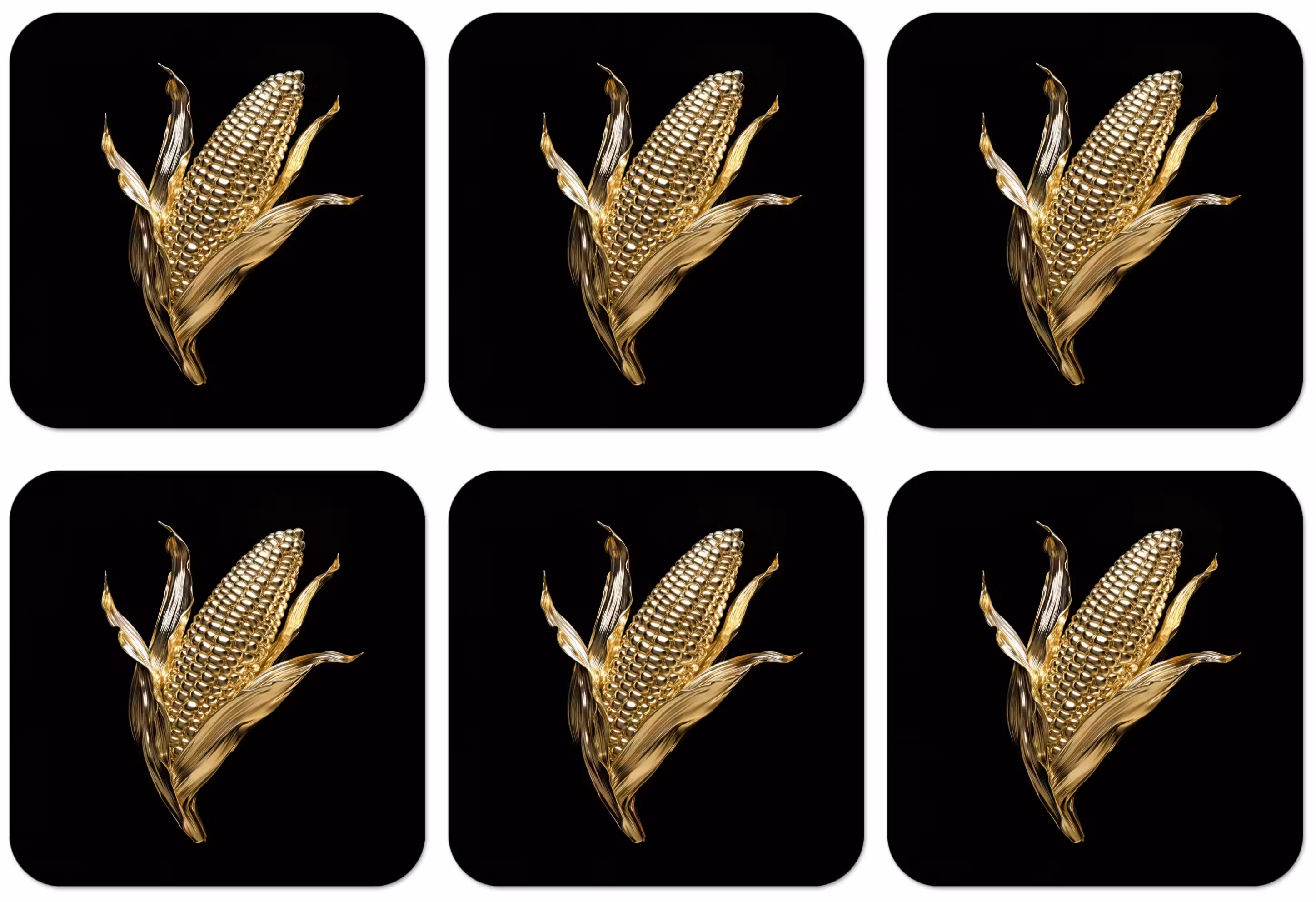 Untersetzer​ - Mais - Lebensmittel - Gold - Schwarz