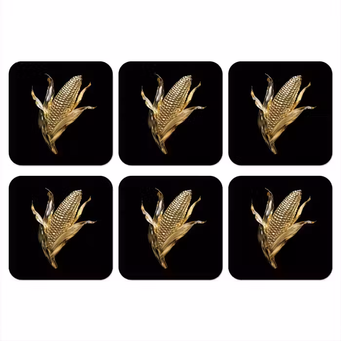 Untersetzer - Mais - Lebensmittel - Gold - Schwarz
