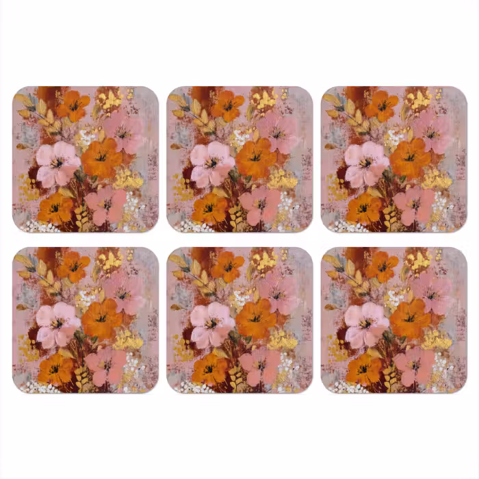 Untersetzer - Malerei - Blumen - Rustikal - Rosa