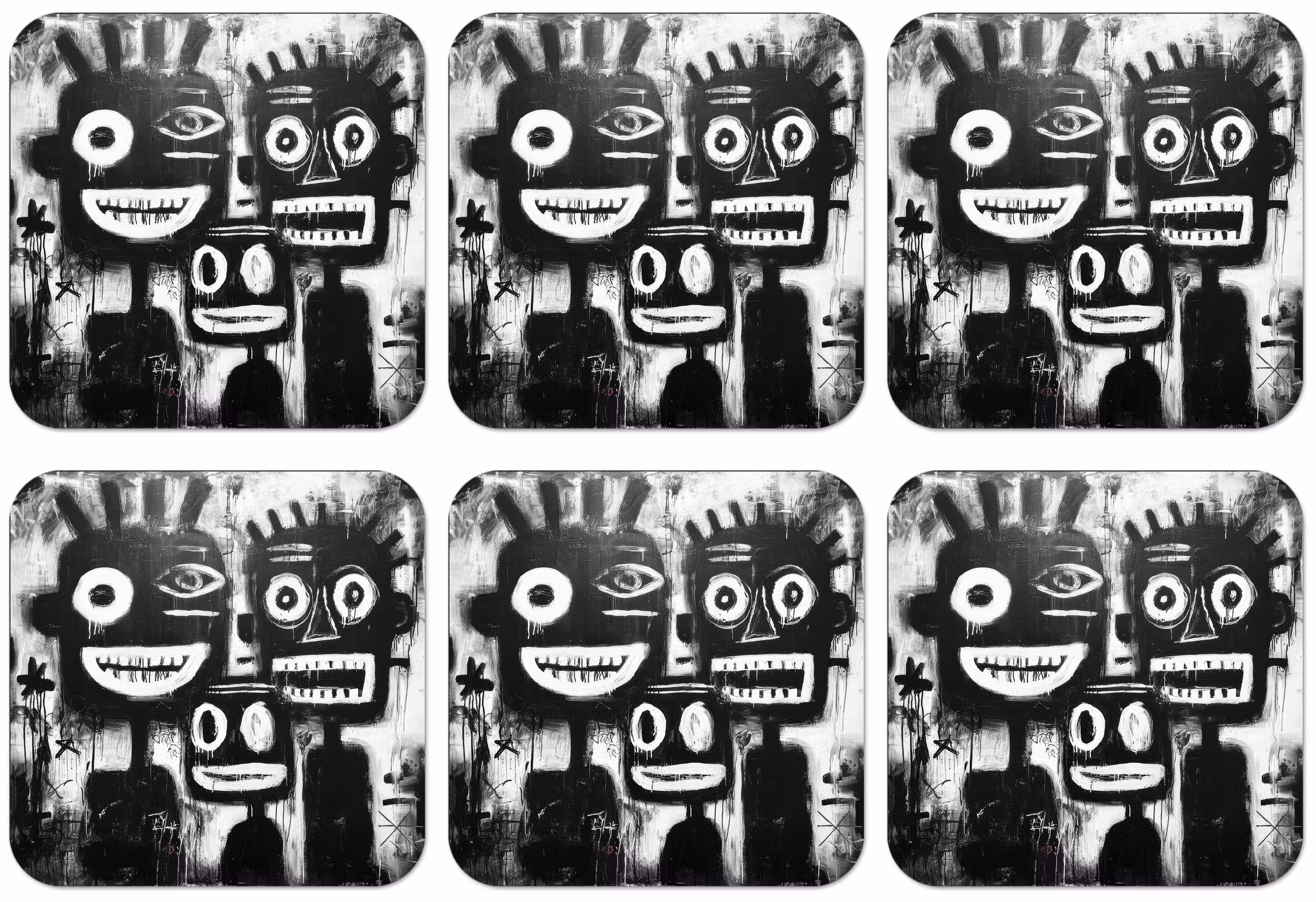 Untersetzer​ - Malerei - Figuren - Schwarz - Abstrakt
