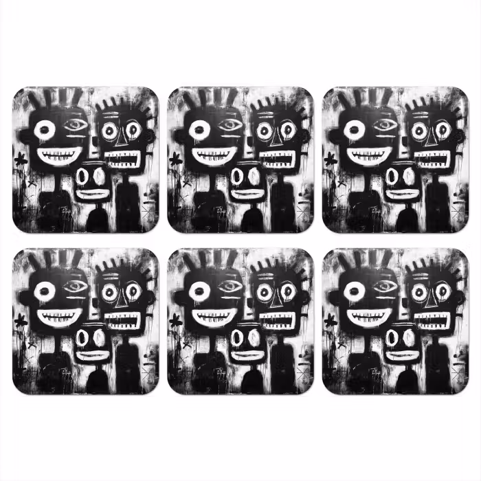 Untersetzer​ - Malerei - Figuren - Schwarz - Abstrakt