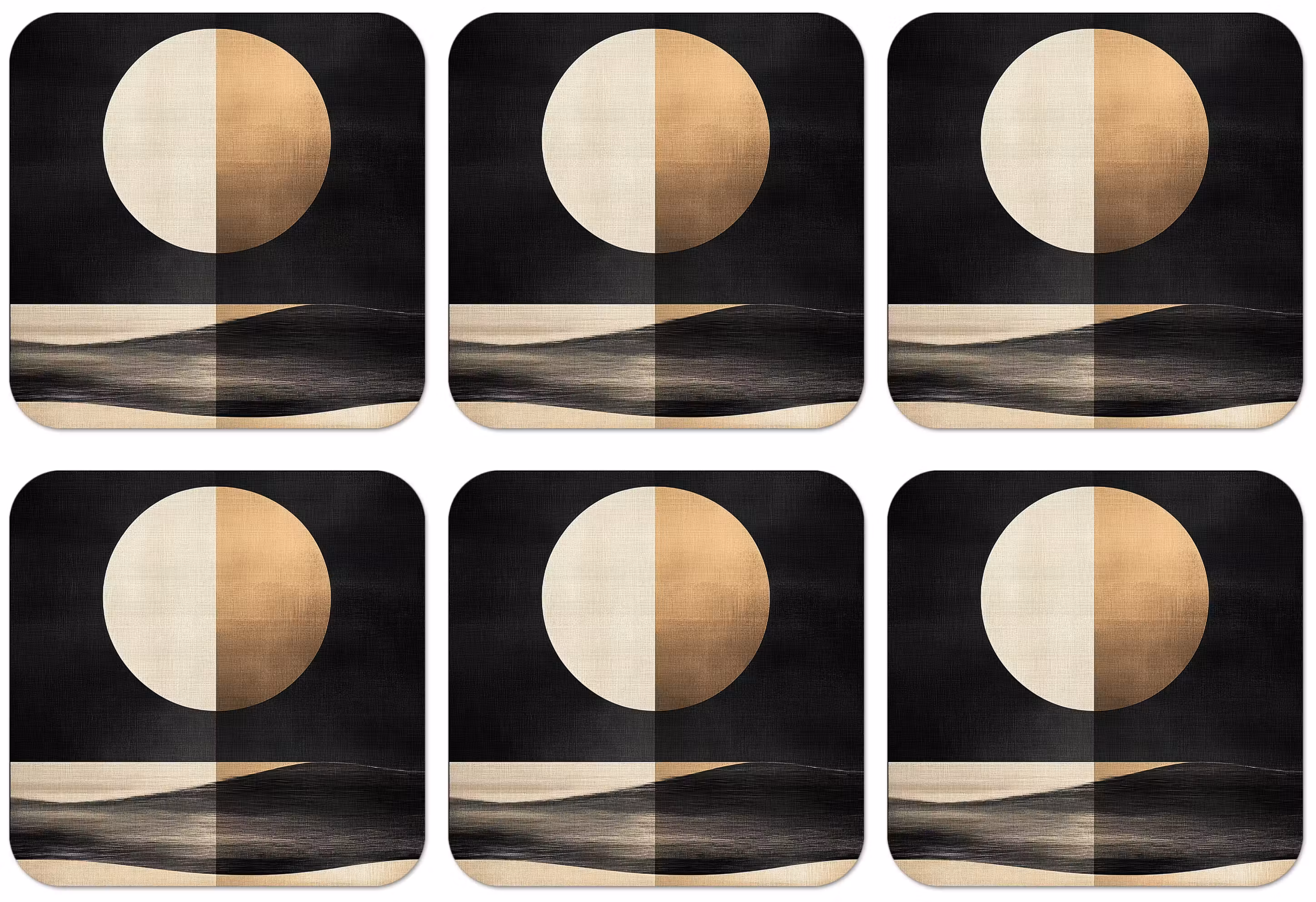 Untersetzer​ - Mond - Kreis - Gold
