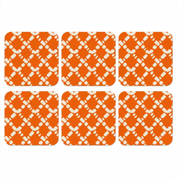 Untersetzer - Orange - Karomuster - Weiß