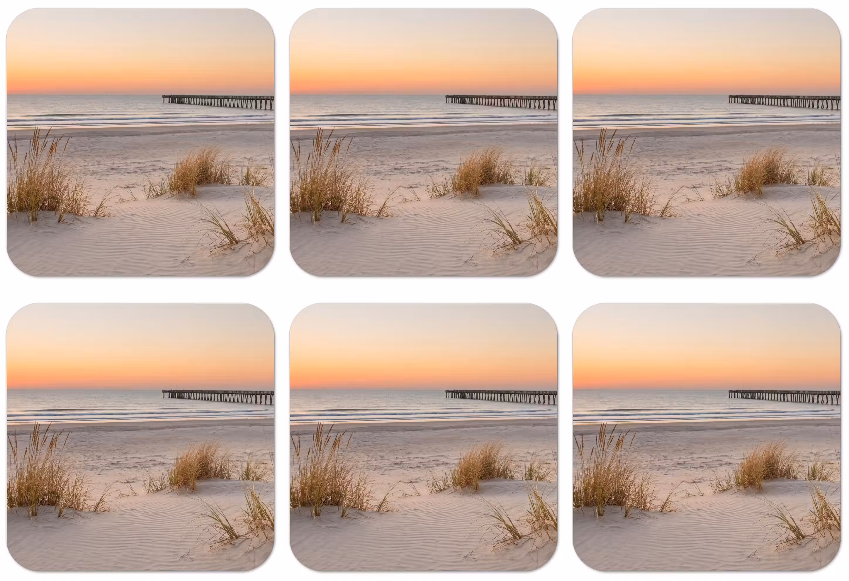 Untersetzer - Pier - Sonnenuntergang - Strand