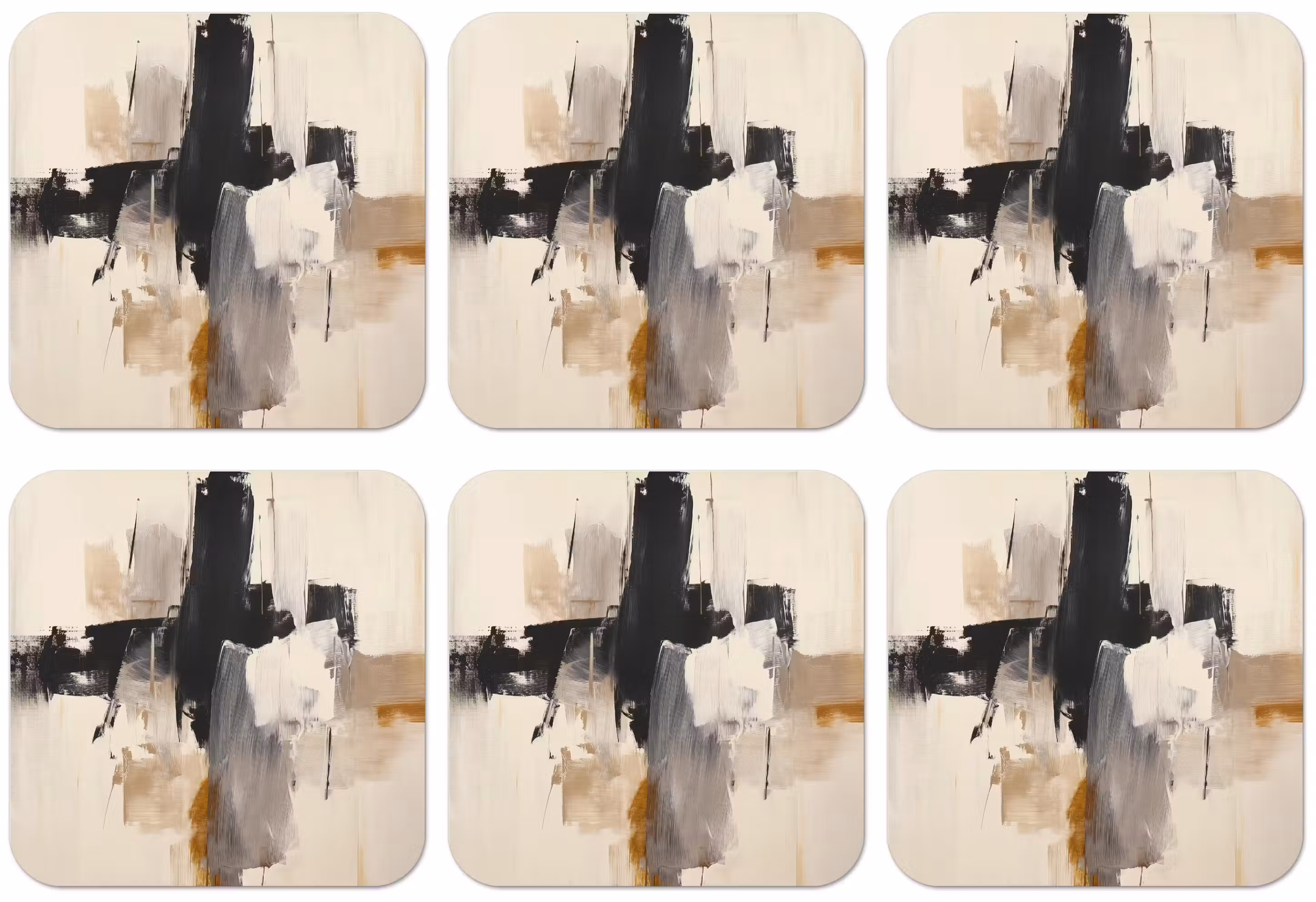 Untersetzer​ - Pinselstriche - Grob - Abstrakt - Beige