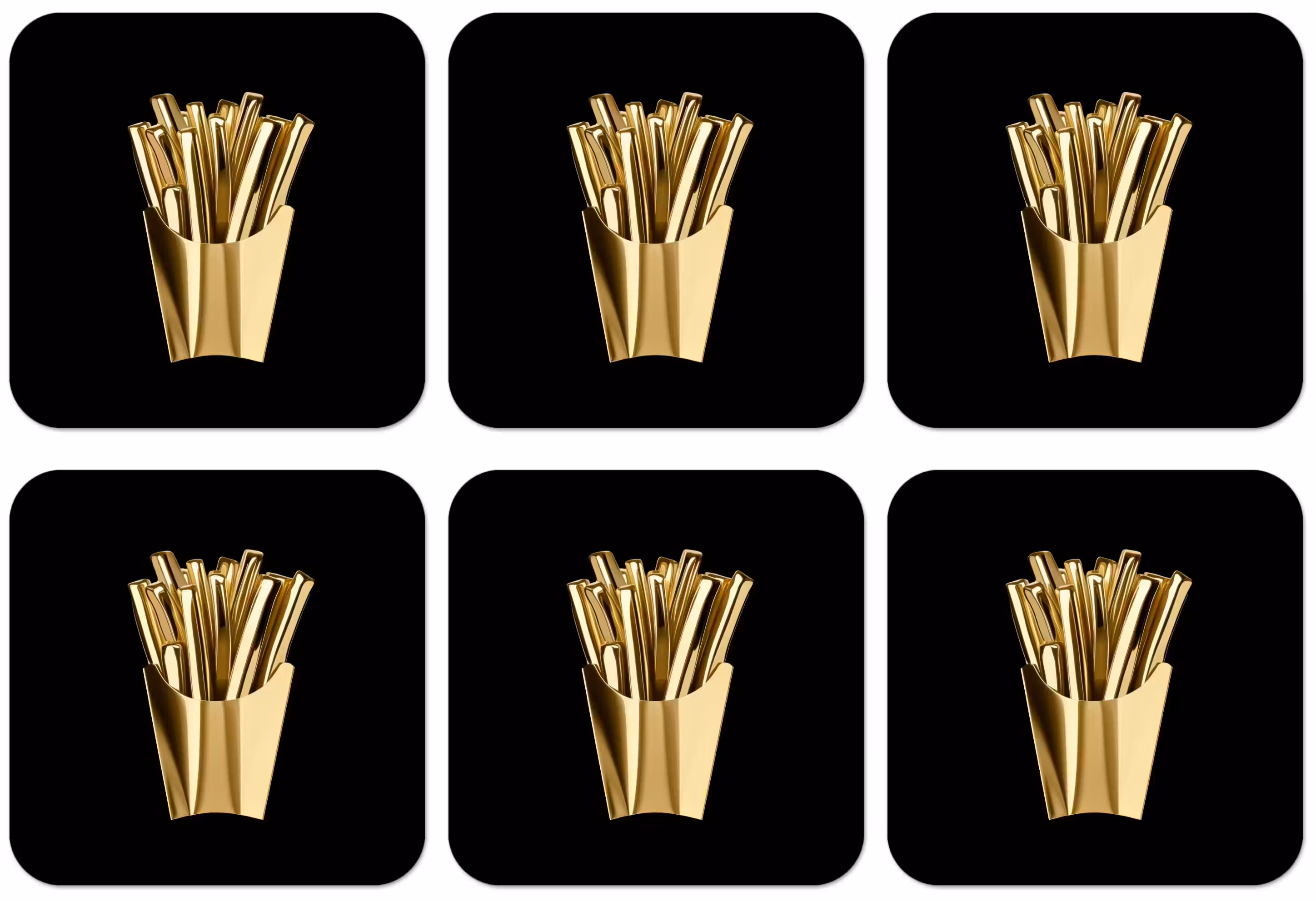 Untersetzer​ - Pommes frites - Gold - Chrom - Lebensmittel