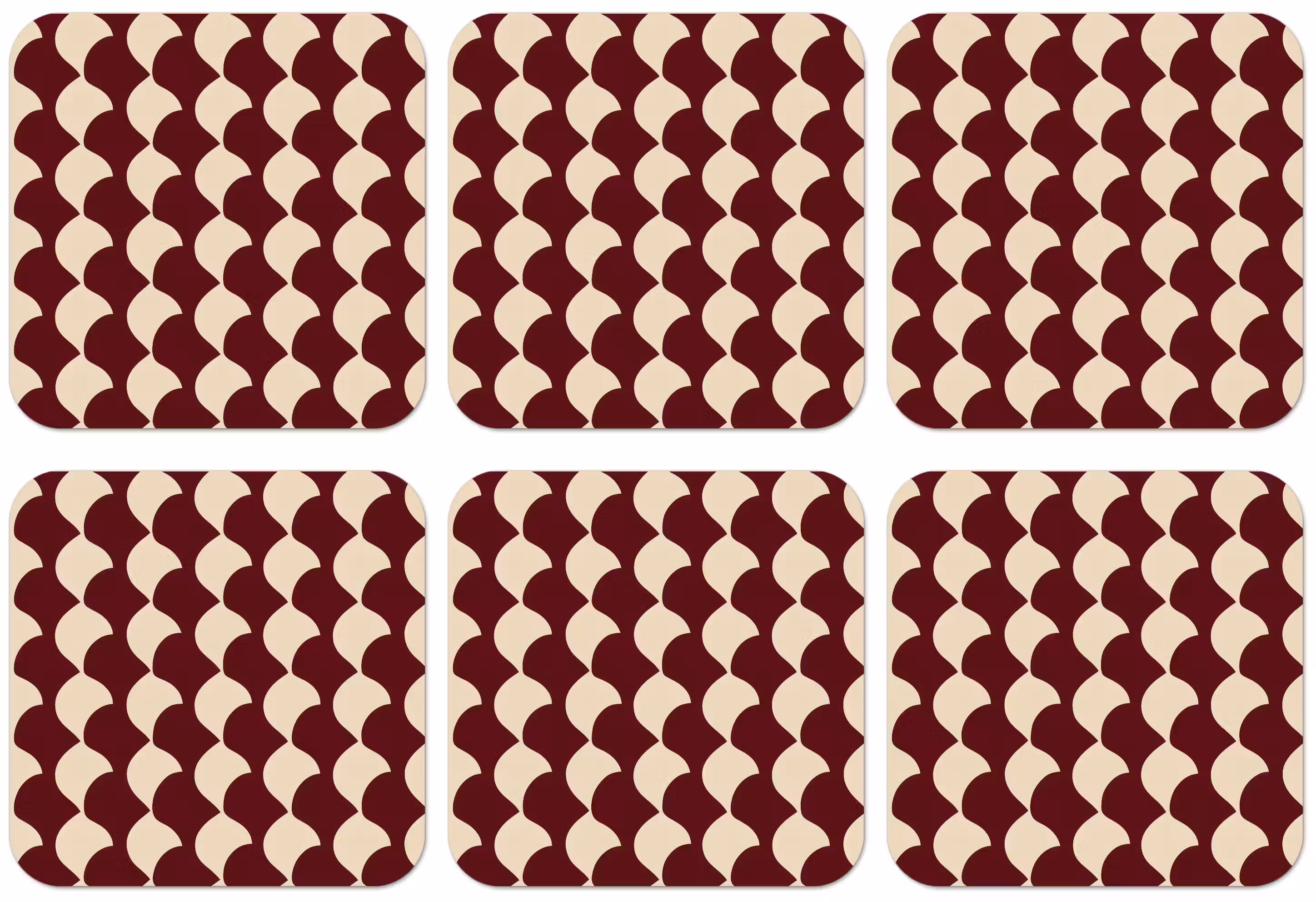 Untersetzer - Rot - Kachelmuster - Creme