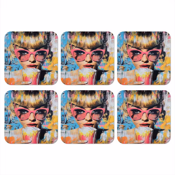 Untersetzer​ - Sonnenbrille - Frau - Bunt - Farbspritzer