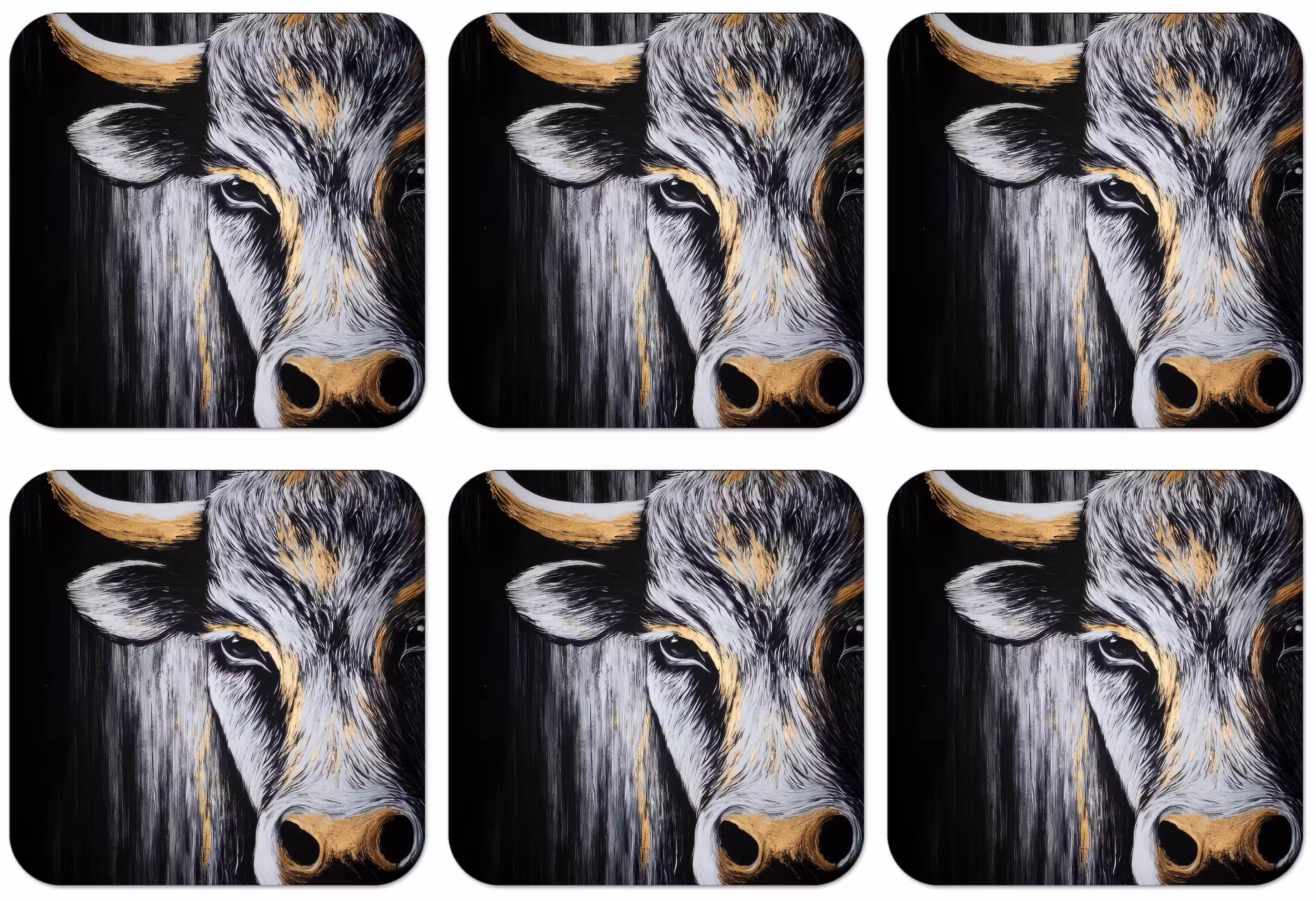Untersetzer​ - Stier - Hörner - Maulkorb - Gold
