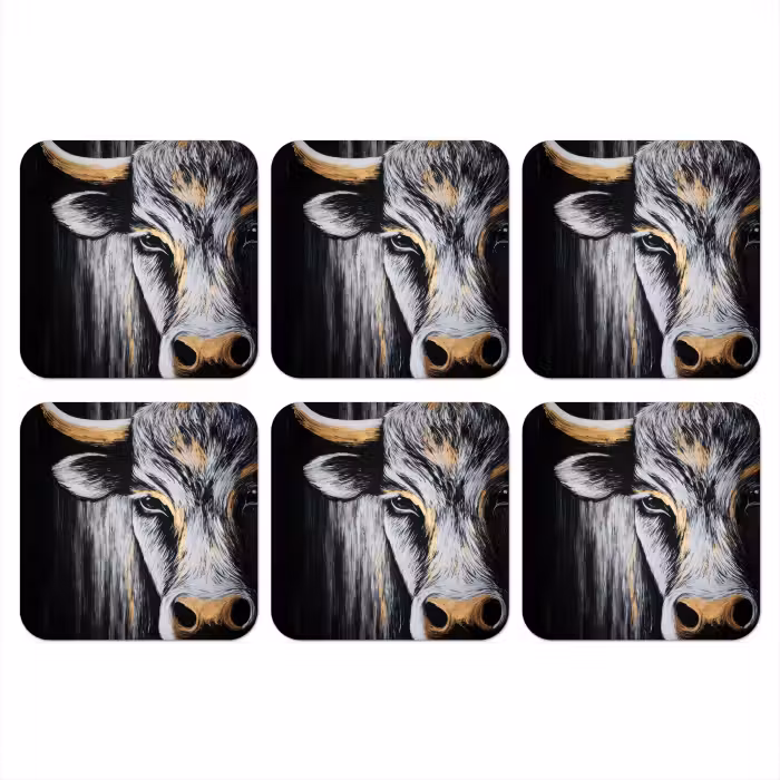 Untersetzer - Stier - Hörner - Maulkorb - Gold