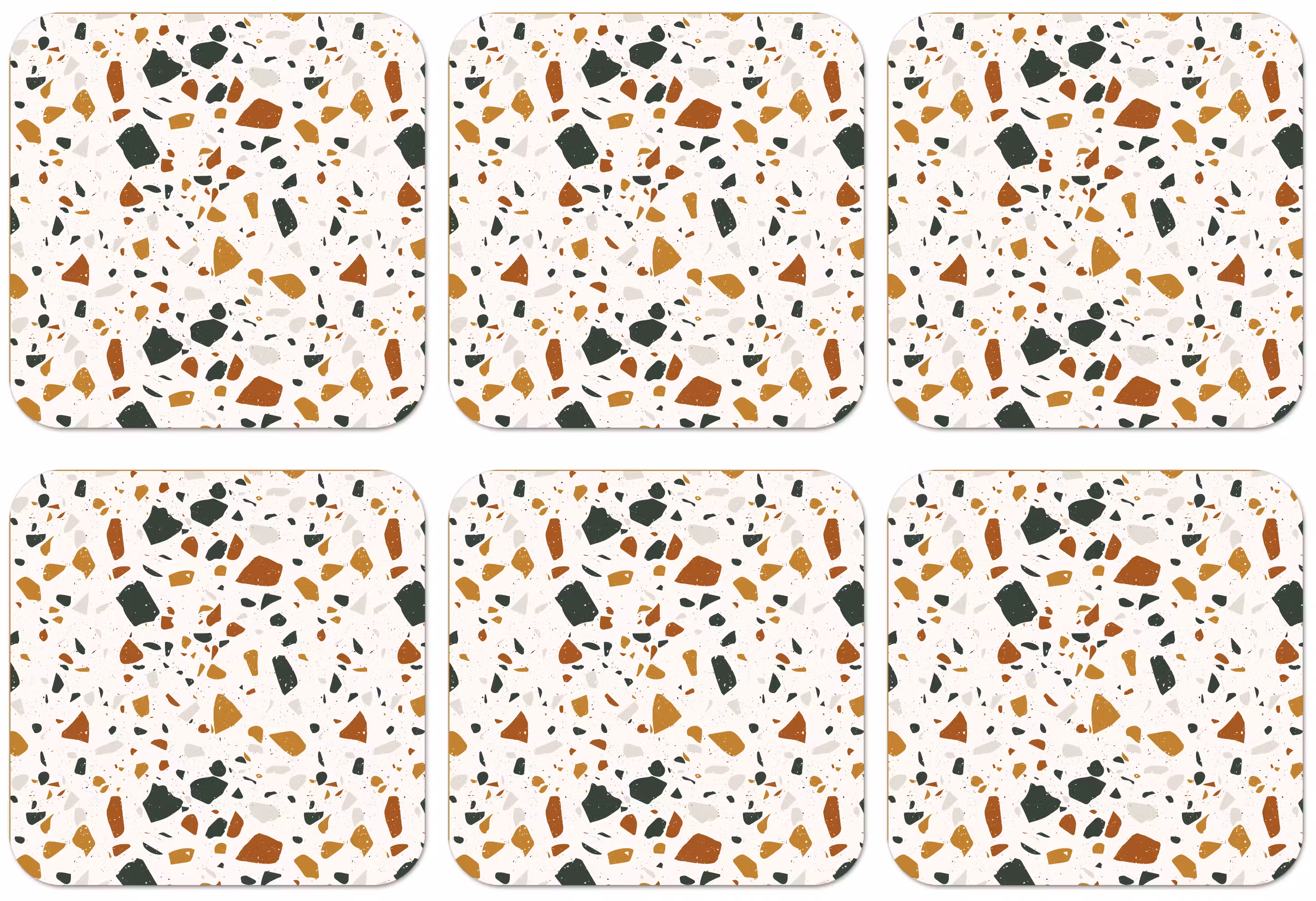 Untersetzer - Terrazzo - Muster - Weiß - Terra