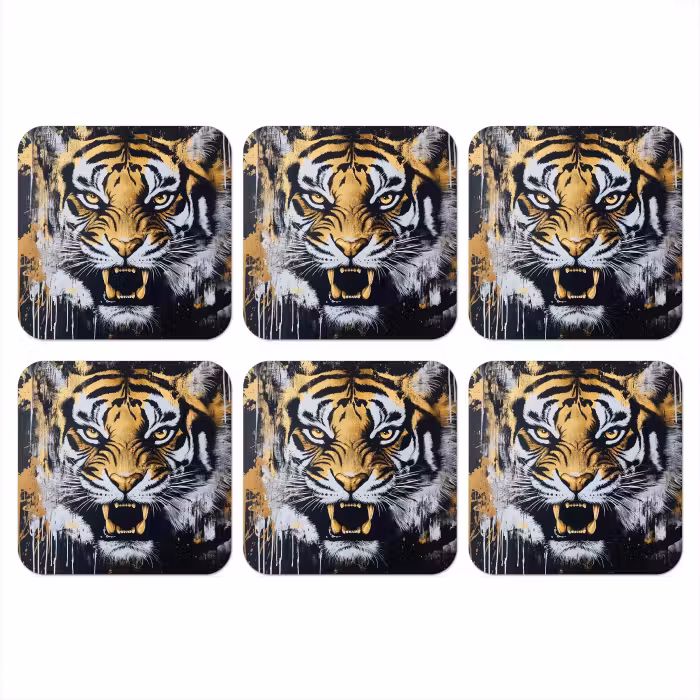 Untersetzer - Tiger - Farbspritzer - Gold