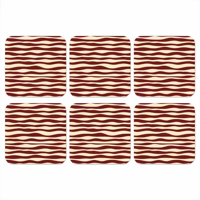 Untersetzer​ - Wellen - Rot - Muster - Creme