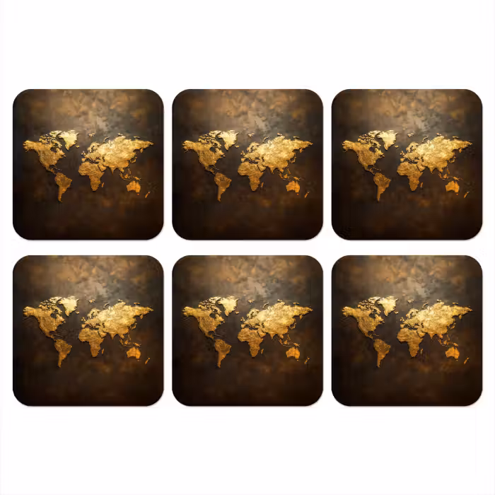 Untersetzer​ - Weltkarte - Gold - Rost