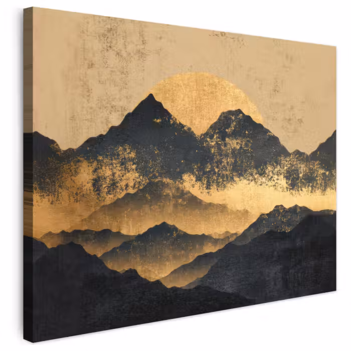 Leinwandbild - Goldene Berge bei Mondschein