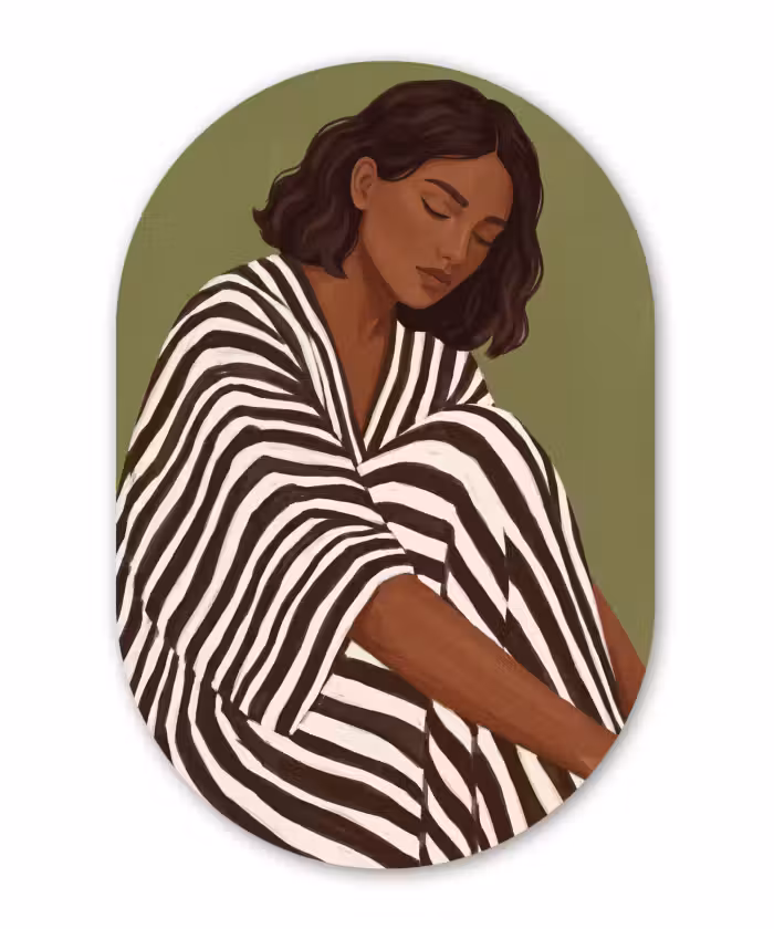 Glasbild Oval - Frau – sitzend – grün
