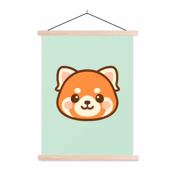 Stoffbild - Roter Panda - Grün - Cartoon