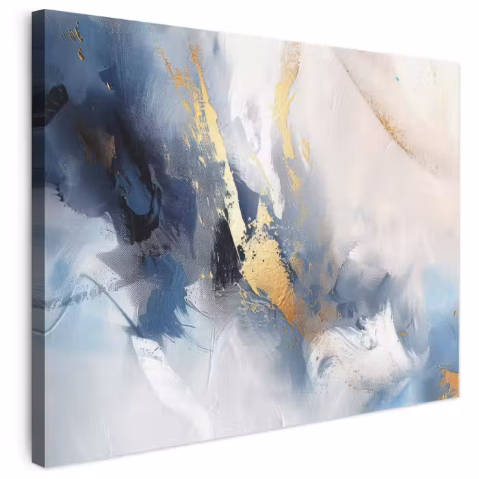 Leinwandbild - Blau - Modern - Marmor - Abstrakt - Gold