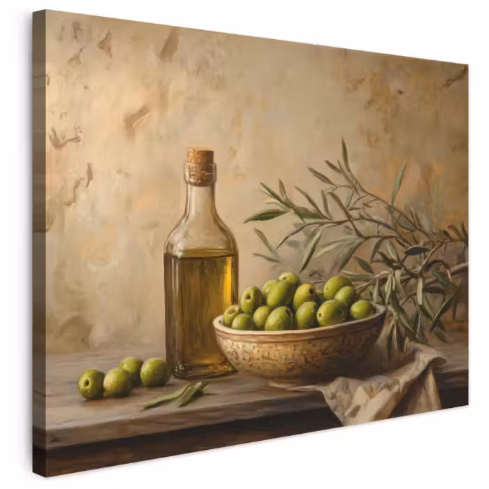 Leinwandbild - Oliven - Stilleben - Vintage