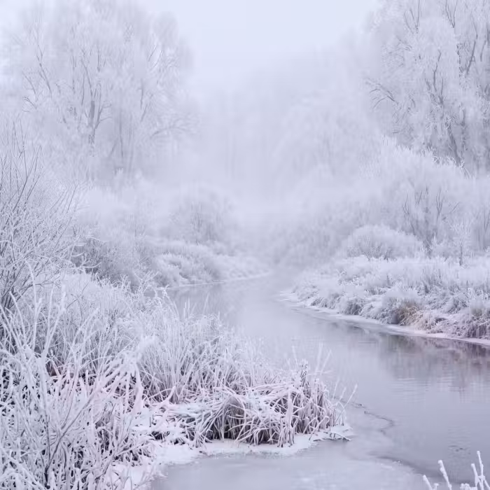 Tapete - Fluss - Schnee - Wald - Winter - Naturschauspiel