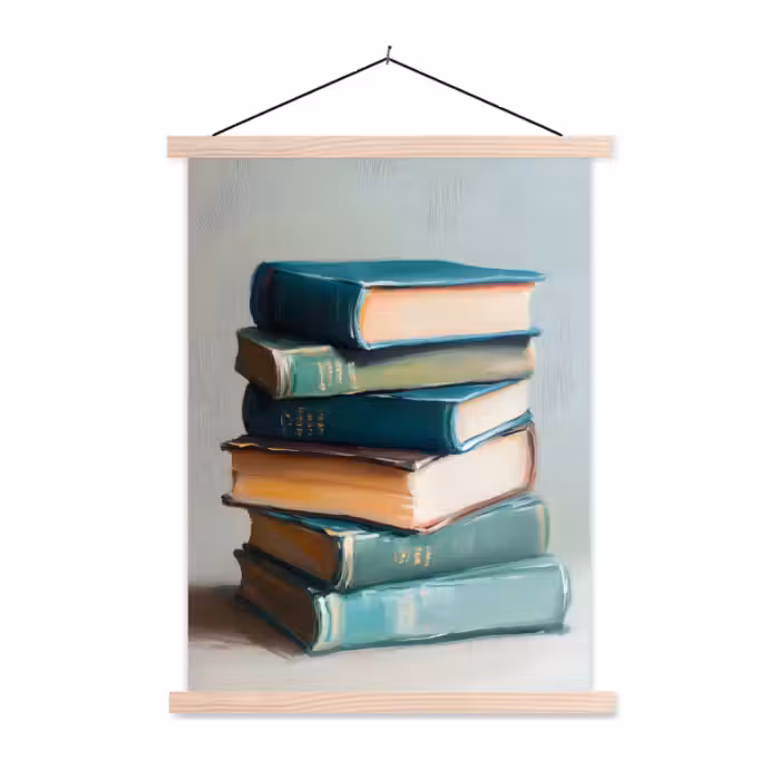 Stoffbild - Stapel - Bücher - Grün - Tageslicht