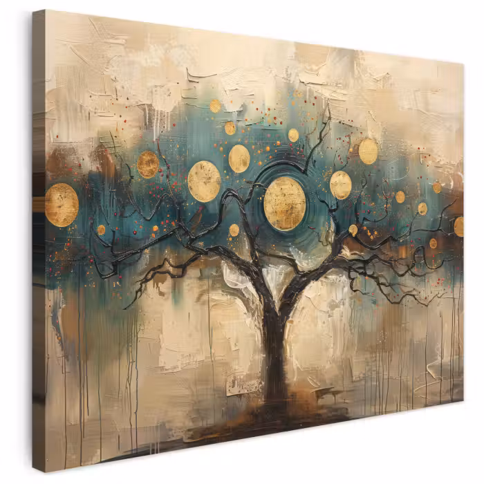 Leinwandbild - Baum - Kunst - Mond - Aquarell