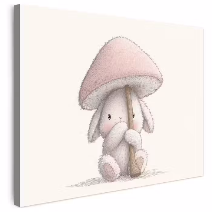 Leinwandbild - Pilz - Kaninchen - Rosa