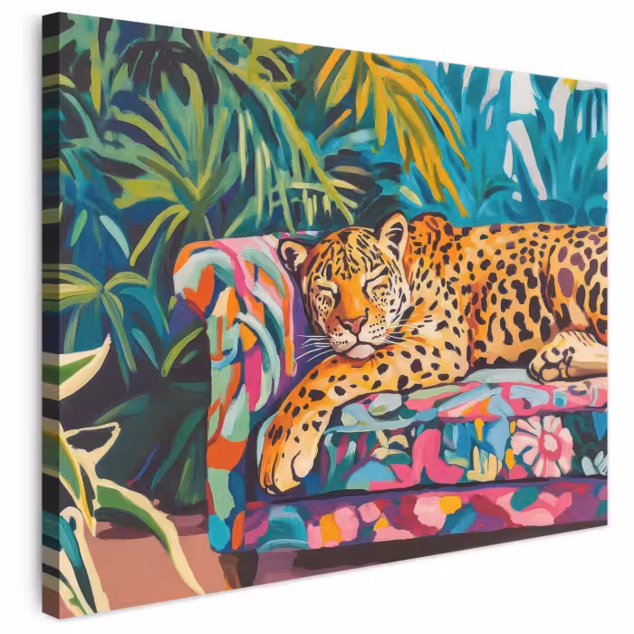 Leinwandbild - Leopard - Bunt - Tropisch