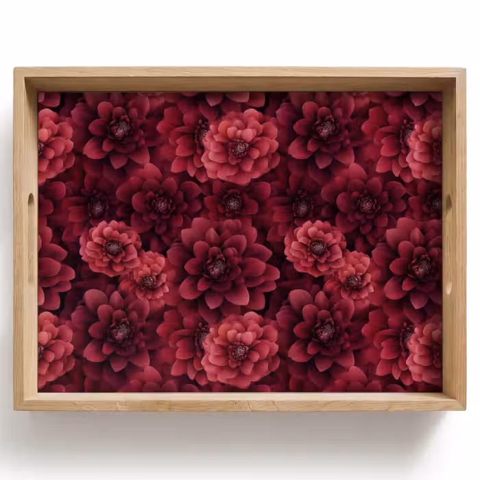 Tablett - Dahlien - Blumen - Rot