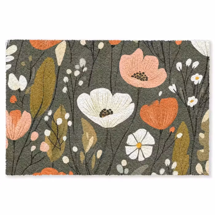 Fußmatte - Blumen - Illustration - Grün
