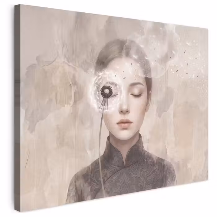 Leinwandbild - Frau - Gelassenheit - Grau