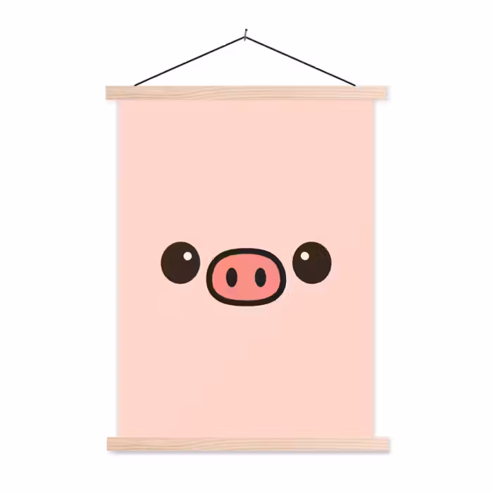 Stoffbild - Schwein - Rosa - Minimalistisch