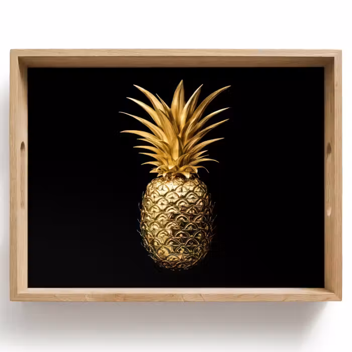 Tablett - Ananas - Schwarz - Gold - Luxus