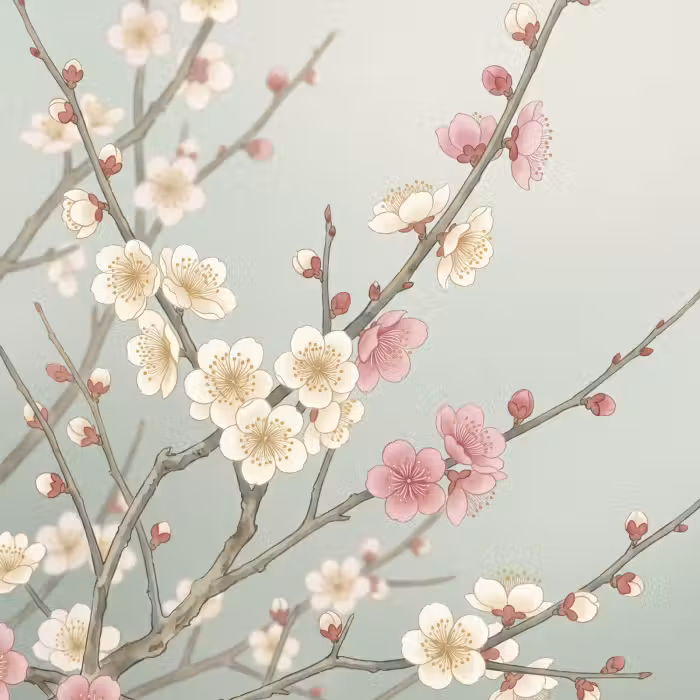 Tapete - Kirsche - Blüte - Grün