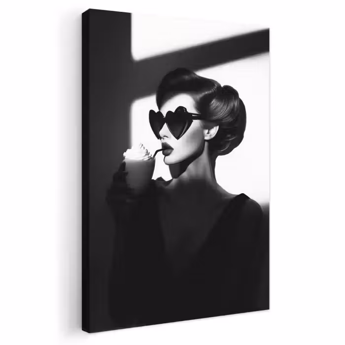 Leinwandbild - Frau - Schwarz - Herz