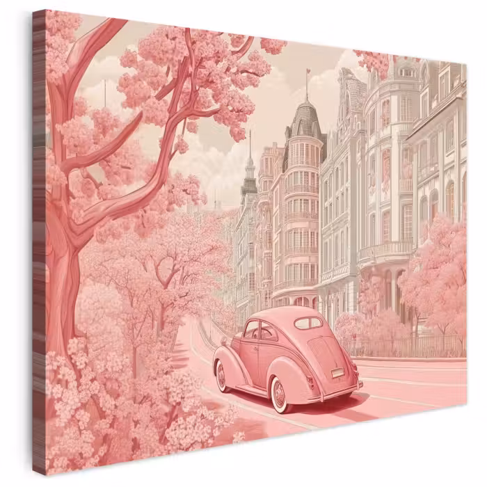 Leinwandbild - Stadt - Auto - Rosa