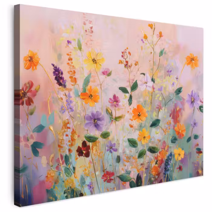 Leinwandbild - Gemälde - Blumen - Abstrakt - Farbenfroh
