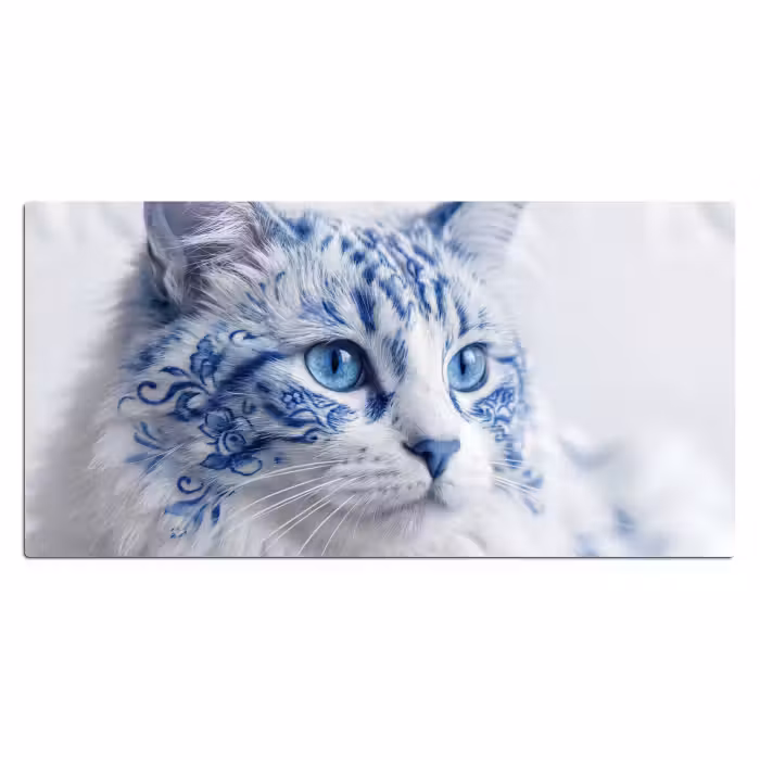 Schreibtischunterlage - Katze - Muster - Blau