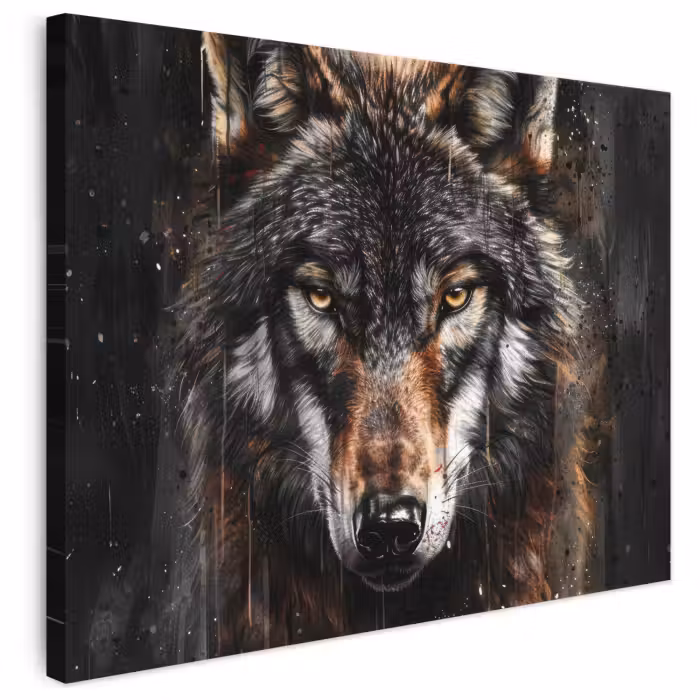 Leinwandbild - Tiere - Wolf - Porträt - Schwarz - Braun